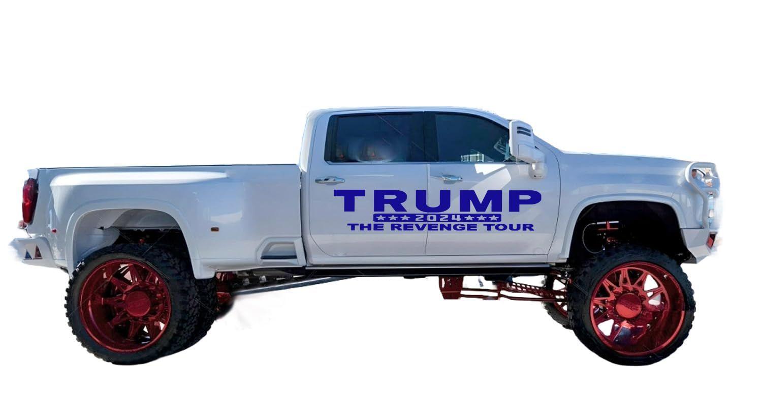 Trump 2024 Big Decal Sticker US Flag Vinyl Decal for Cars Trucks Vans SUVs Windows Walls Side Panel Elections Stickers - Brands Distributor