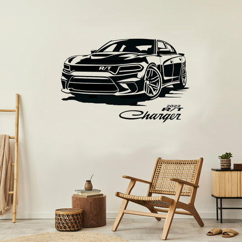 a wall decal of a car with the word sharpe on it