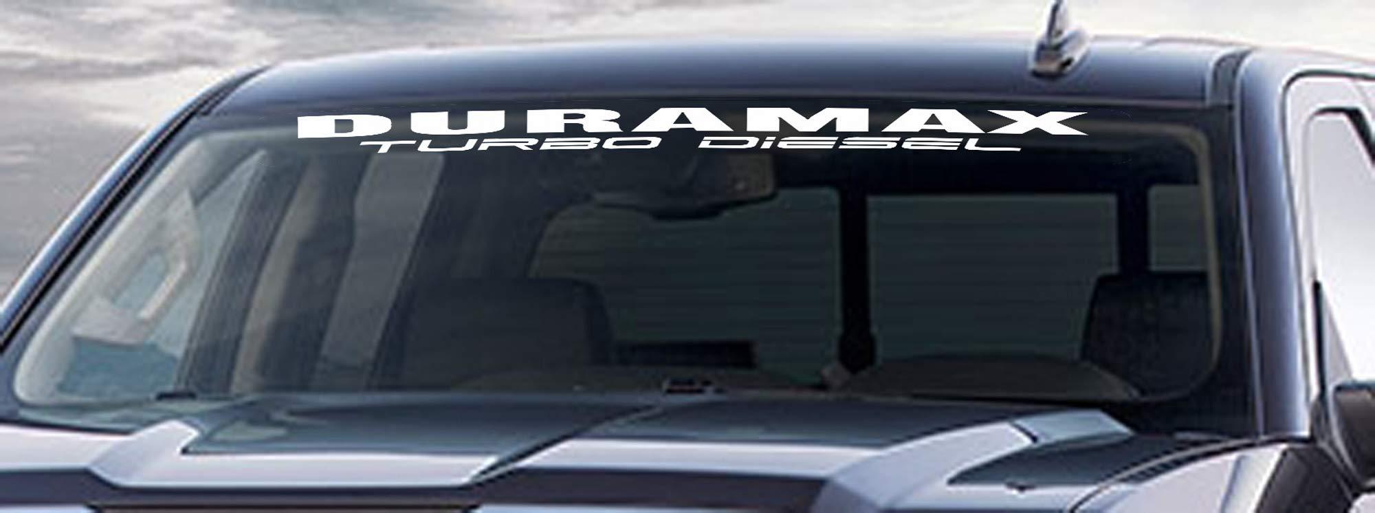 Duramax Windshield Decal Turbo Diesel Banner Duramax Chevrolet Silverado Sticker Any Color: ( White, 4.5" x 40") - Brands Distributor