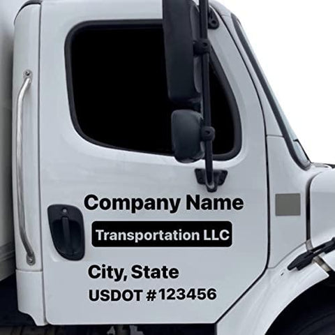 Box Truck Door Vinyl Decals Company Name and DOT Vinyl Lettering Sticker for Large Box Fleet Truck Door Decal (Set of 2)., Black - Brands Distributor