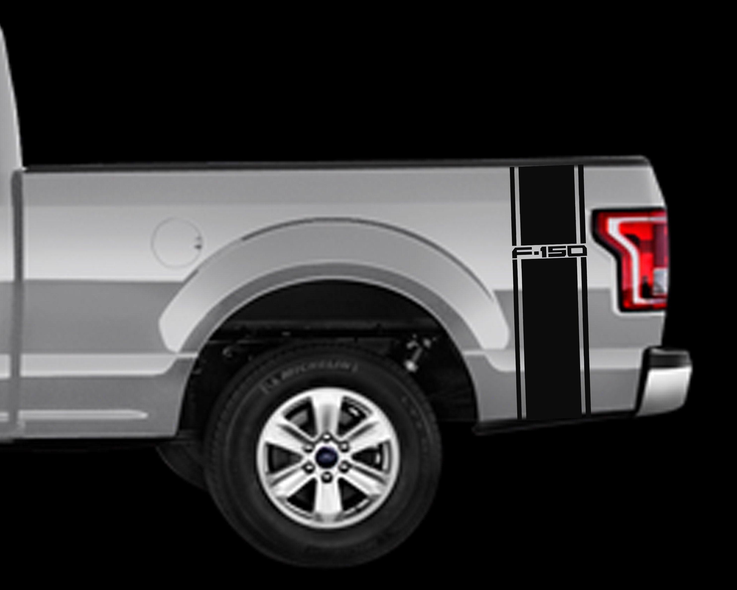 Custom ford f-150 truck decals - durable vinyl sticker kit - fits 2015-2023 replica rear vertical stripe with f-150 logo - Brands Distributor