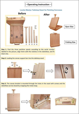 Wood Artist's Box Desktop Artist Easel Portable Adjustable Tabletop Sketching Organizer, Desk Painting Travel Easel, stand for art, Drawer - Brands Distributor