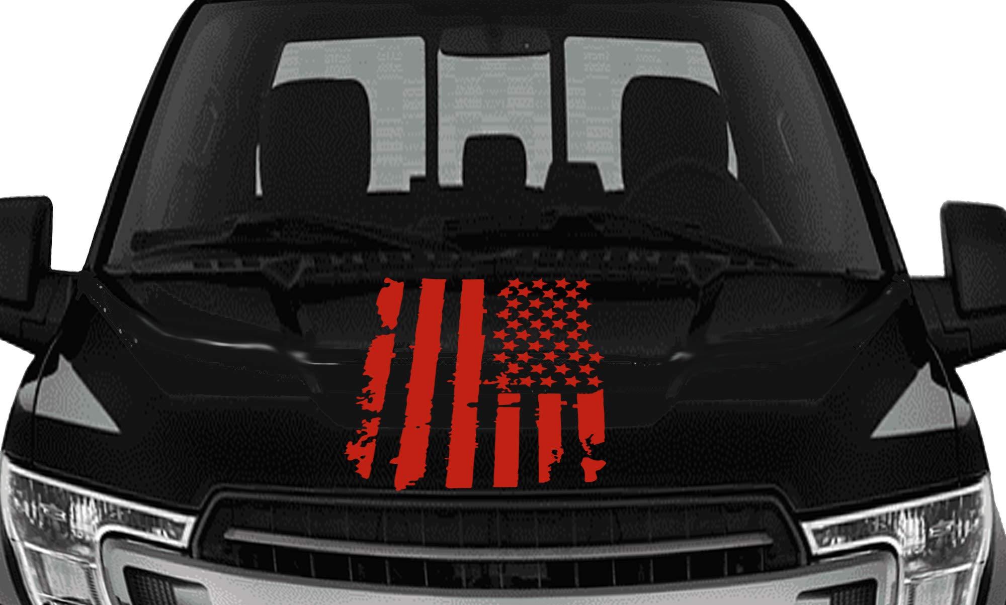 Distressed American Flag Truck Hood Vinyl Decal Rebel Flag Sticker Outdoor Decals for Trucks - Brands Distributor