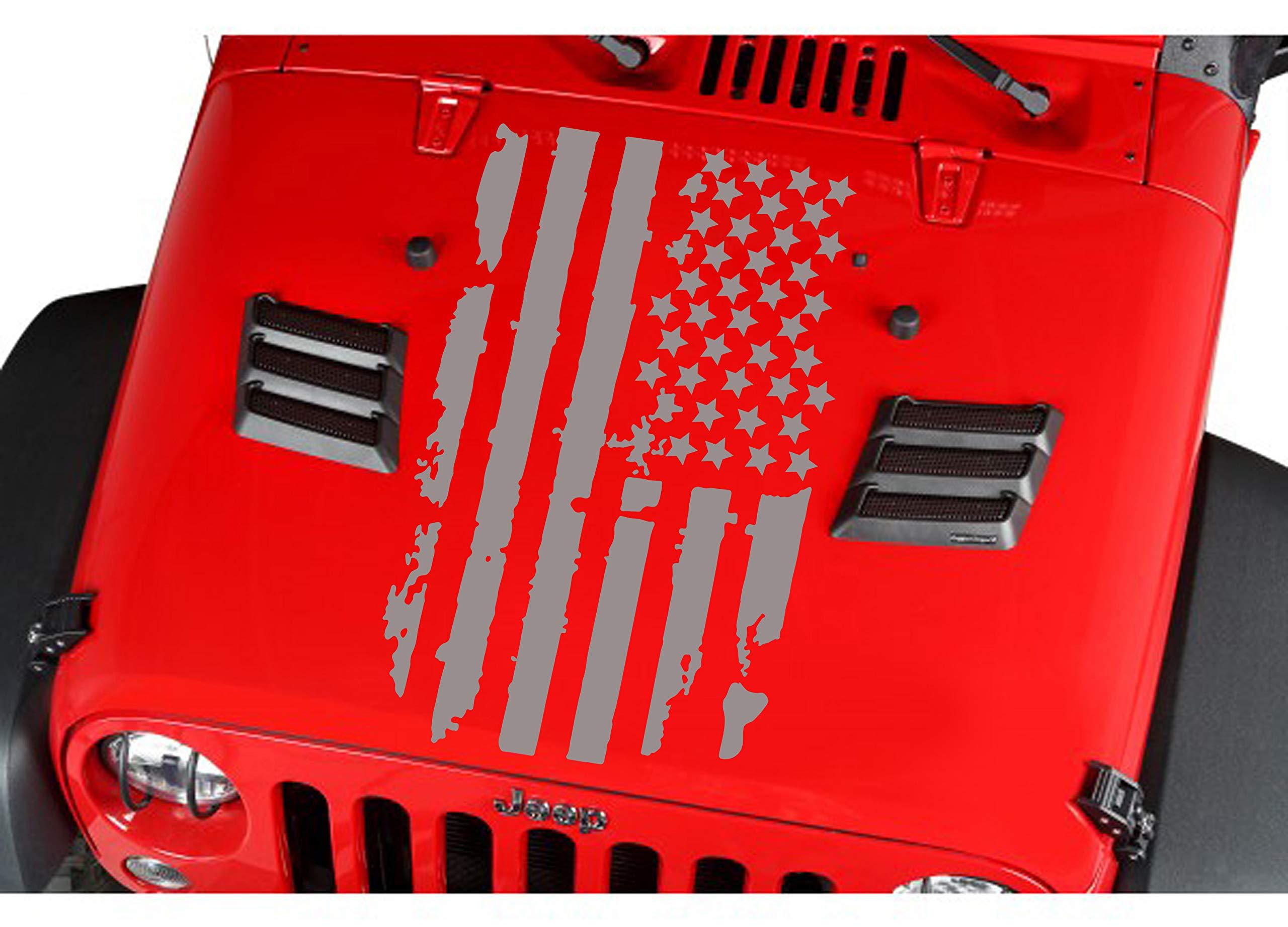 Distressed American Flag Truck Hood Vinyl Decal Rebel Flag Sticker Outdoor Decals for Trucks - Brands Distributor