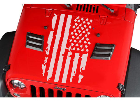 Distressed American Flag Truck Hood Vinyl Decal Rebel Flag Sticker Outdoor Decals for Trucks - Brands Distributor