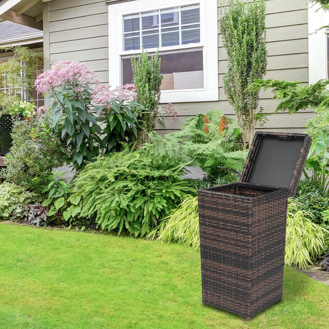 With Top Cover Iron Frame Rattan Trash Can Brown Gradient - Brands Distributor