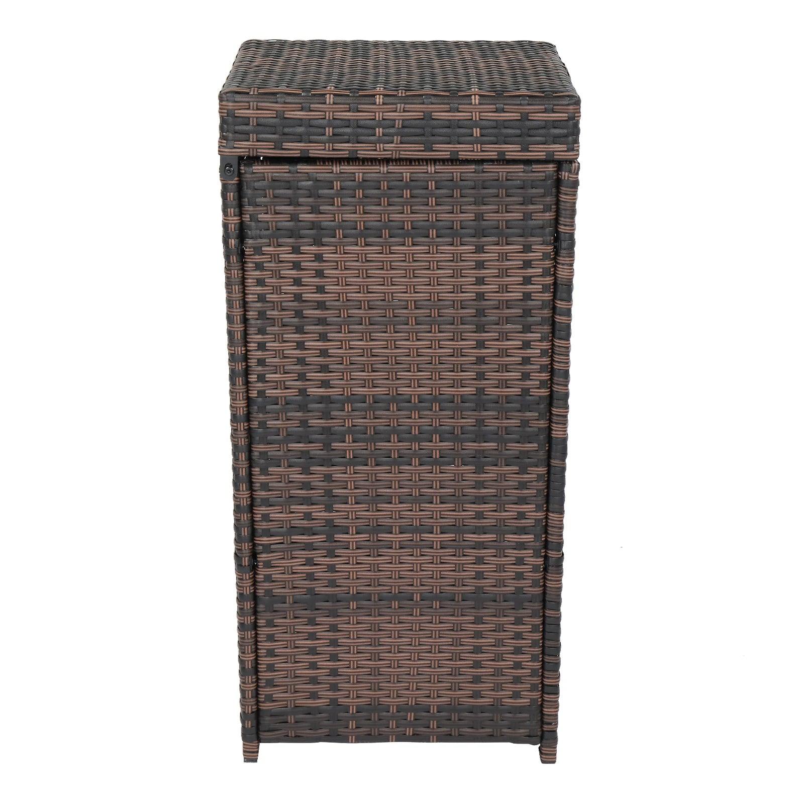 With Top Cover Iron Frame Rattan Trash Can Brown Gradient - Brands Distributor