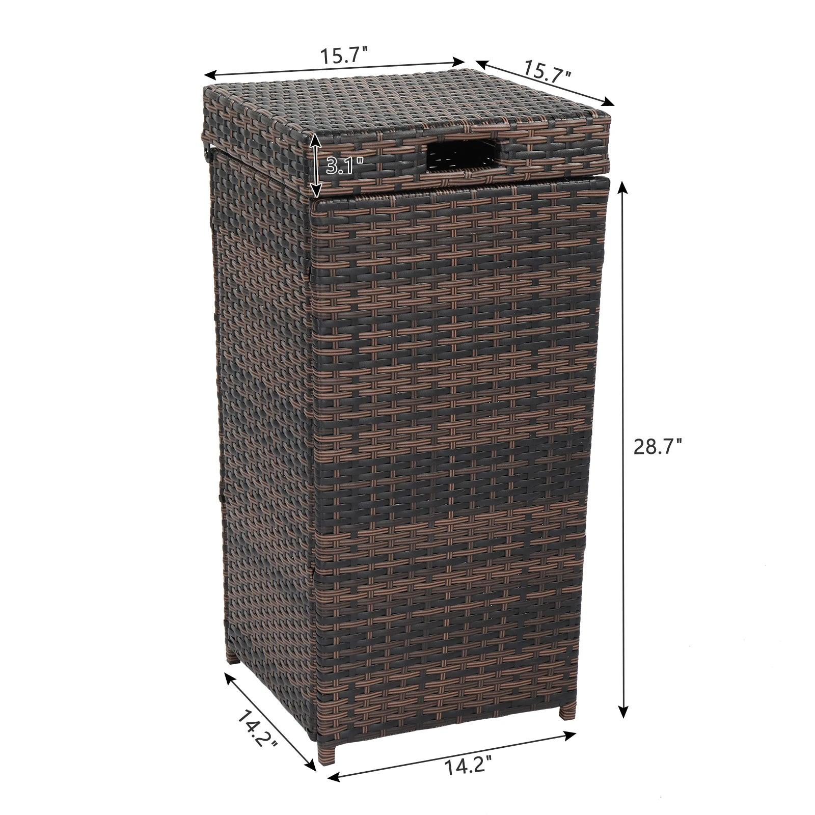 With Top Cover Iron Frame Rattan Trash Can Brown Gradient - Brands Distributor