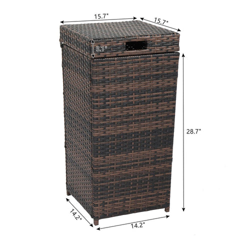 With Top Cover Iron Frame Rattan Trash Can Brown Gradient - Brands Distributor