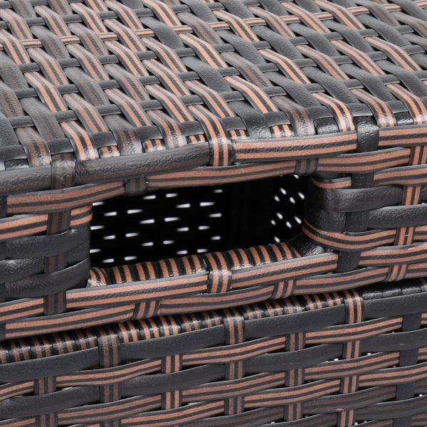 With Top Cover Iron Frame Rattan Trash Can Brown Gradient - Brands Distributor