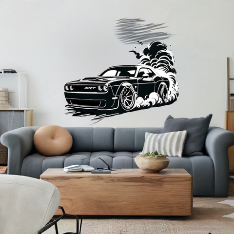 Challenger American Muscle Car Vinyl Wall Decal - Drifting Home Decor