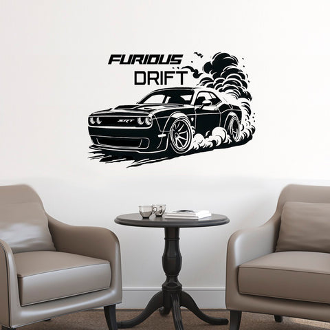 Challenger American Muscle Car Vinyl Wall Decal - Drifting Home Decor