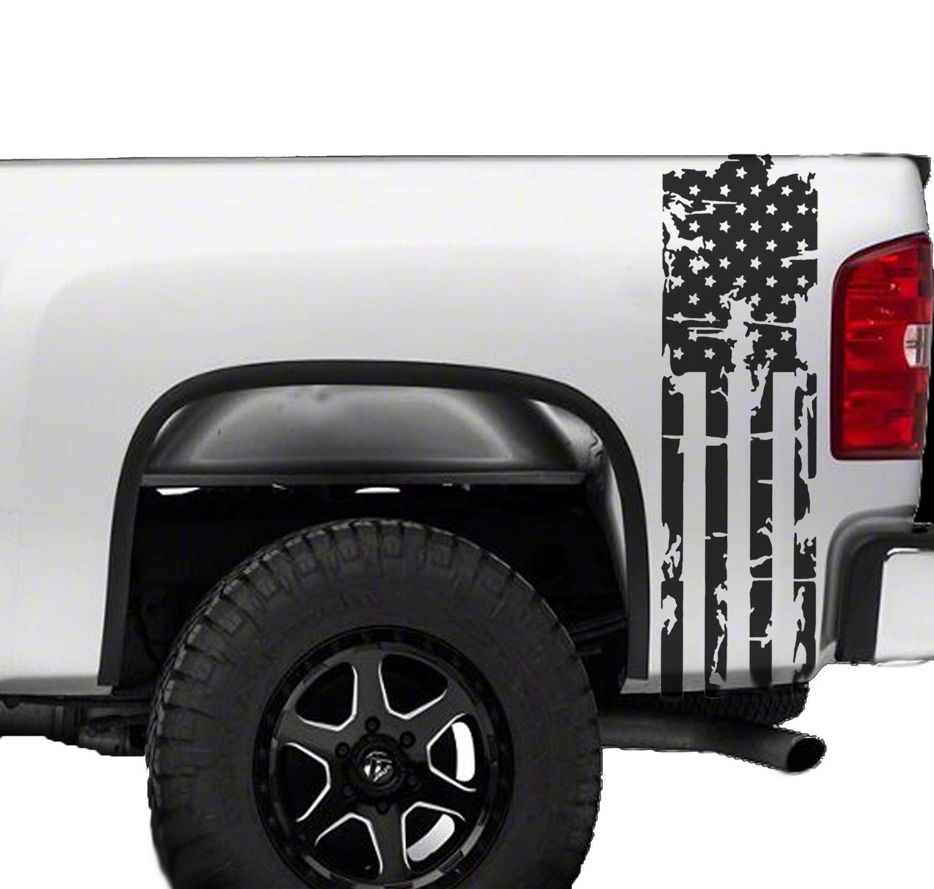 Distressed American Flag Truck Hood Vinyl Decal Rebel Flag Sticker Outdoor Decals for Trucks - Brands Distributor