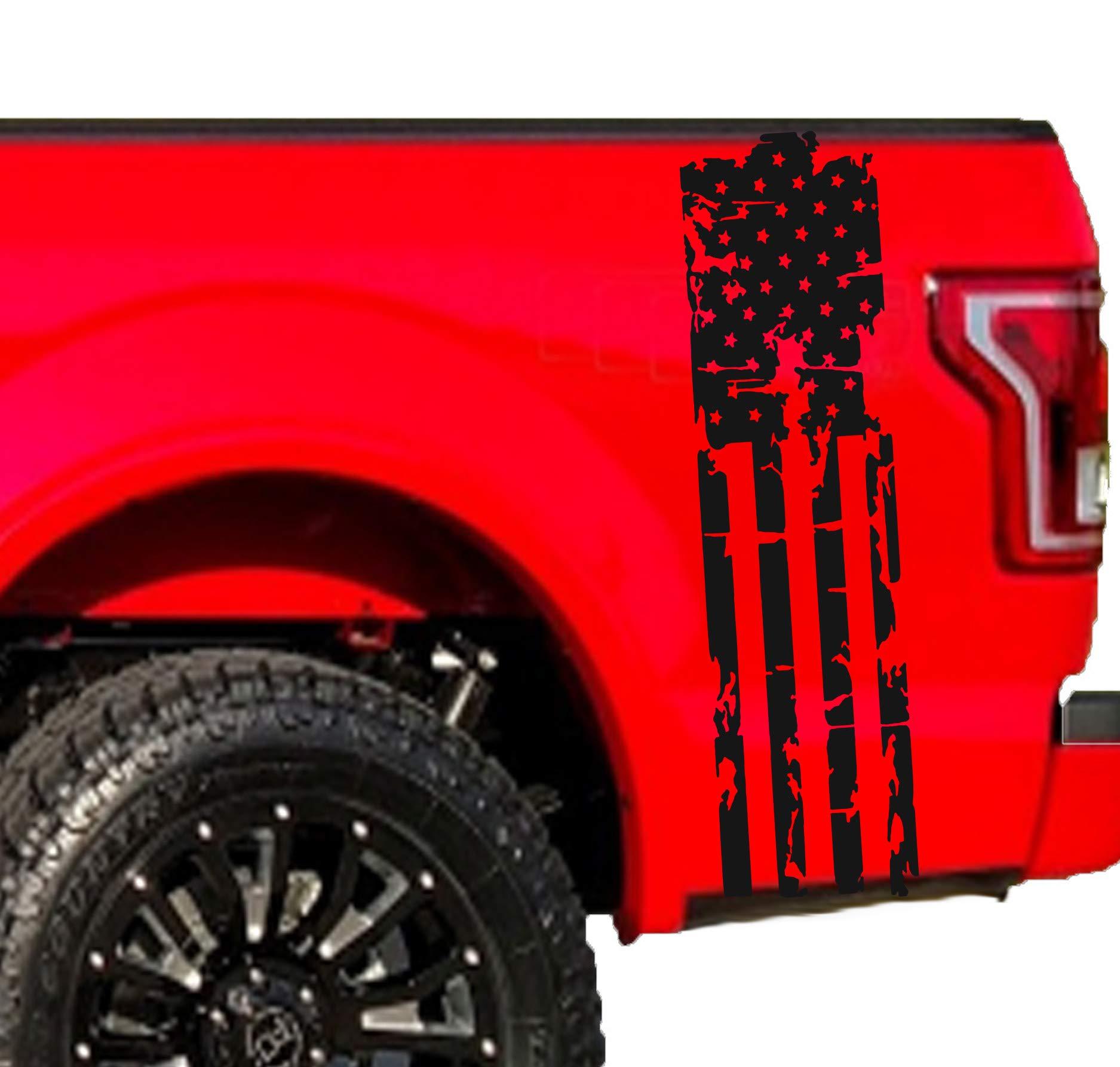 Distressed American Flag Truck Hood Vinyl Decal Rebel Flag Sticker Outdoor Decals for Trucks - Brands Distributor