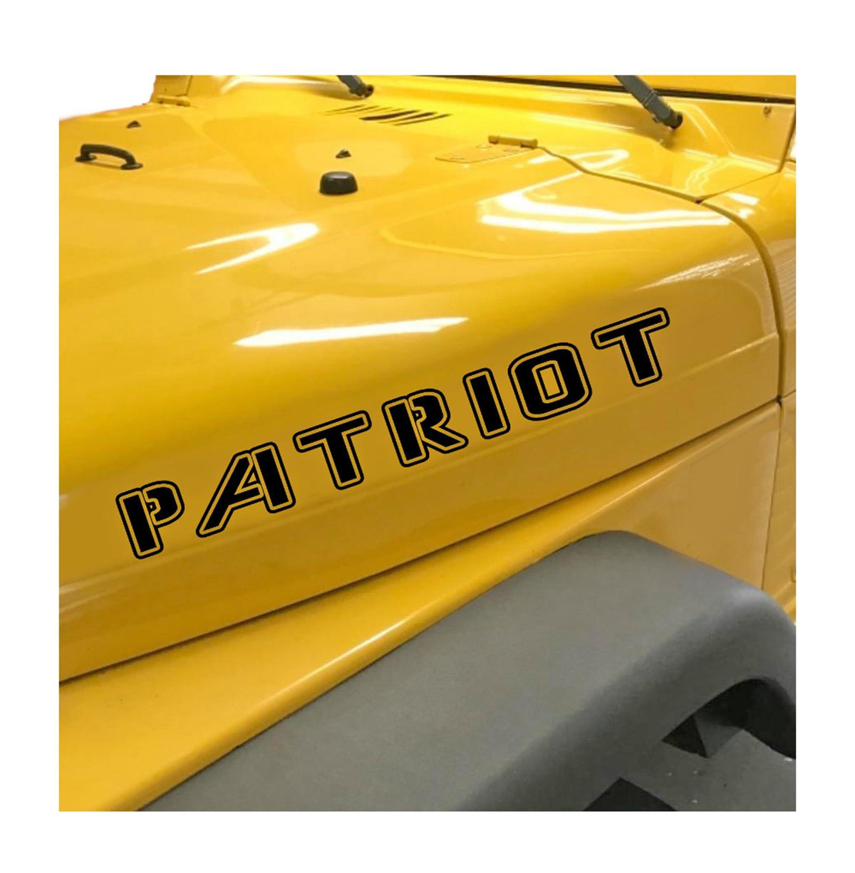 The Patriot Hood TEXT Outline Stickers Vinyl Decals JK TJ YJ CJ PAIR - Brands Distributor