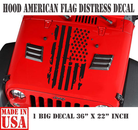 American Flag Decal Truck Hood Bed Vinyl Distressed Tactical Military Flag USA Hard Hat Car Vinyl Window Bumper Decal Sticker (Reflective Black) - Brands Distributor